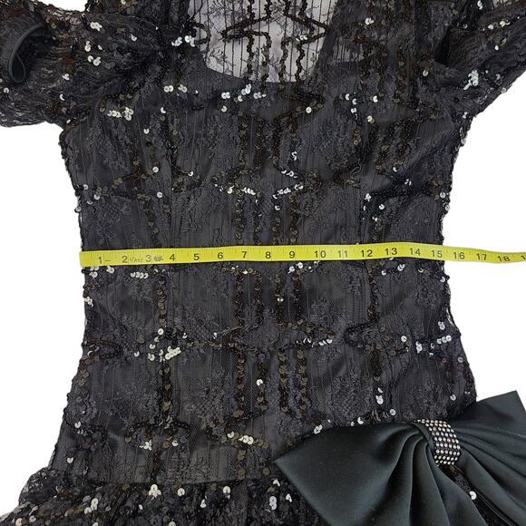 Saks Fifth Avenue Vintage Prom Dress 80s 12 Ruffle Layered Sequin Whimsygoth - Picture 6 of 6